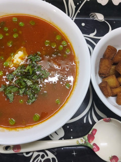 A picture of Tomato Carrot Soup.