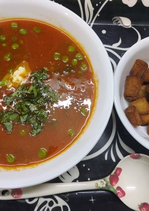 A picture of Tomato Carrot Soup.