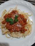 Pasta boloñesa de carne con soya