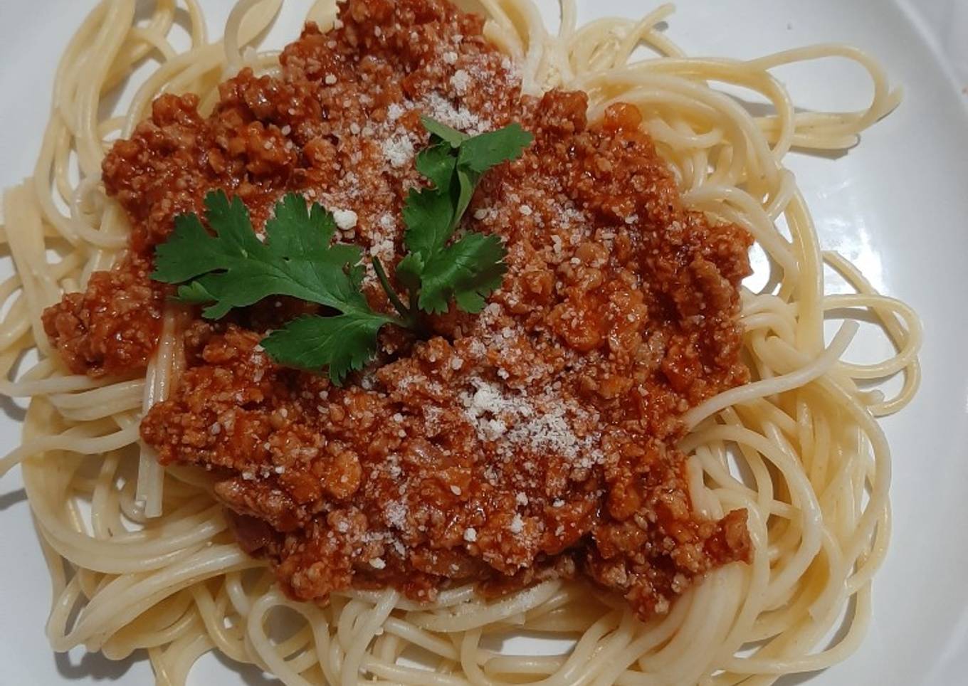 Pasta boloñesa de carne con soya