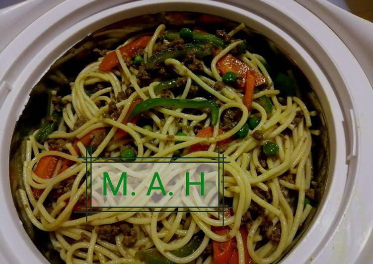 Steps to Prepare Ultimate Simple stir fry spaghetti