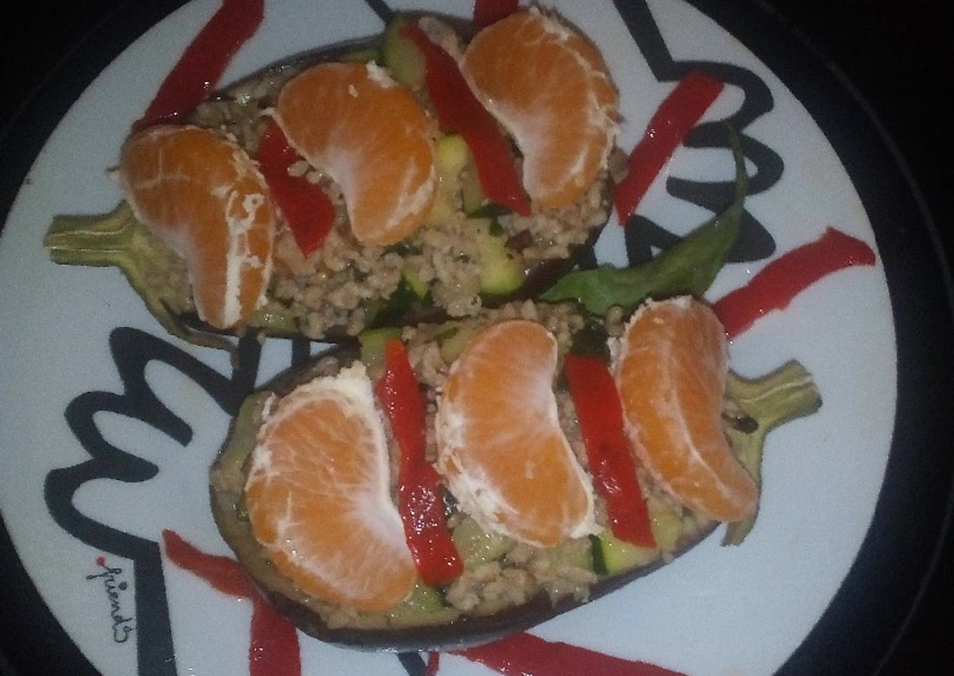 Berenjenas rellenas de carne picada y calabacín