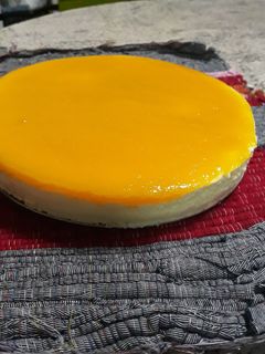Una foto de Cheesecake de mango sin horno