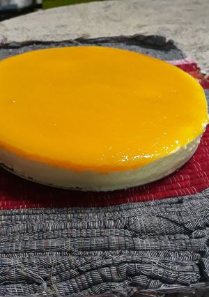 Una foto de Cheesecake de mango sin horno