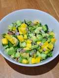 Cebiche de pepino, mango y aguacate x