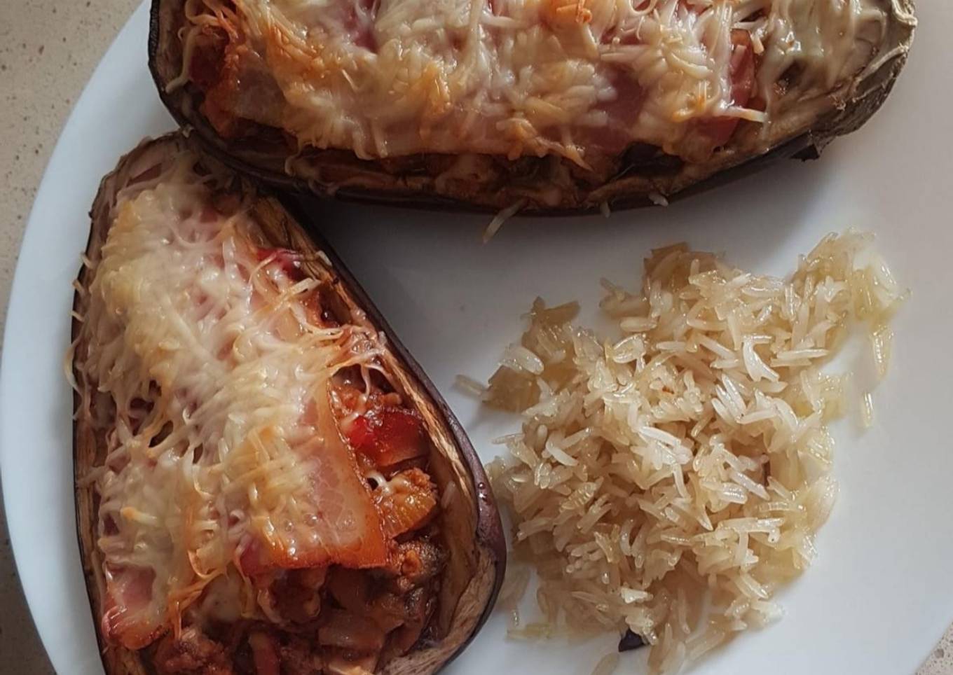 Berenjenas rellenas de soja