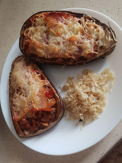 Una foto de Berenjenas rellenas de soja