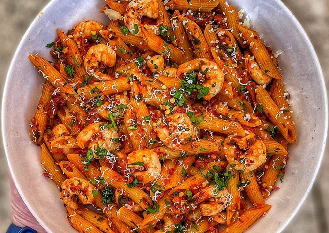 Garlic & Chilli Lemon King Prawn Pasta w/ Chorizo