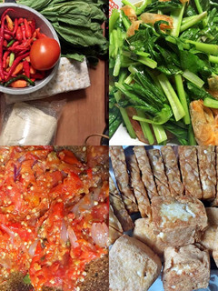 Foto resep Menu Makan Siang Mudah (Tempe & Tahu goreng + Sambal Bawang Extra Pedas Ulek + Tumis Sawi Udang