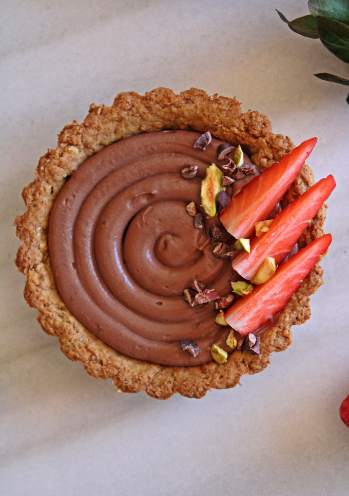 Una foto de Tartaletas Veganas con crema de chocolate