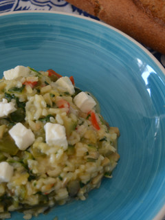 Una foto de Arroz cremoso con verduras y mozzarella