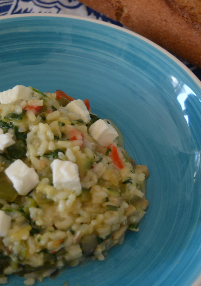 Una foto de Arroz cremoso con verduras y mozzarella