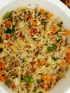 A picture of Chinese fried rice with minced meat.
