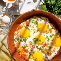 Aloo anda shakshuka A picture of Aloo anda shakshuka.