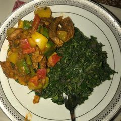 A picture of Irish potatoes porriage with veggies.