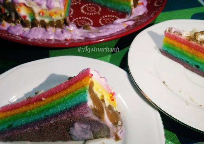 Rainbow Cake Kukus lembut