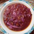 Zuppa di cavolo viola e fagioli borlotti