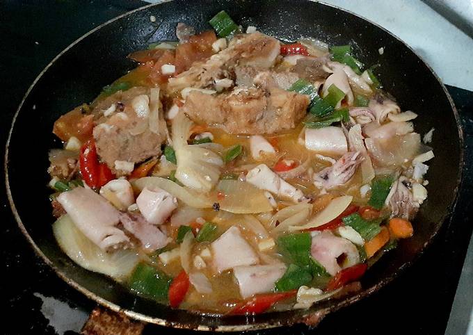 Tumis ikan jambal + cumi asin