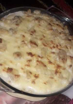 صورة لوصفة معكرونة بصلصة البشاميل والفطر 🍝
