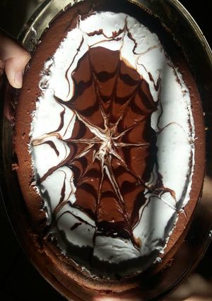 A picture of Chocolate cake with thick sauce.