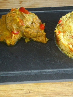 Una foto de Morcillo estofado con cuscus