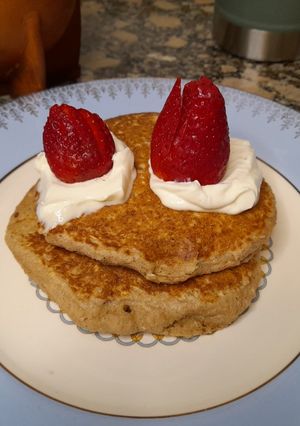 Una foto de Pancakes de avena y coco