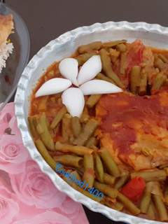 عکسی از دستور خوراک لوبیا سبز با مرغ