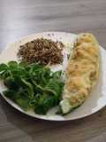 Cheesy filled zucchini with quinoa