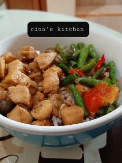 Foto resep Rice bowl ayam+tahu+jamur bumbu bakmoy tanpa kuah