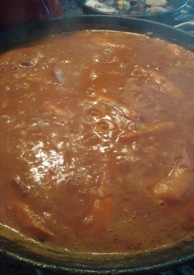 Una foto de Arroz meloso con pulpo y langostinos