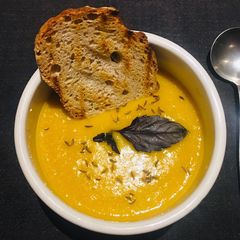 A picture of Sweet potato and sweetcorn soup.