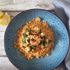 A picture of Couscous with prawns.