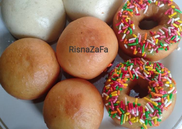 Donat dan roti simpel (eggless)