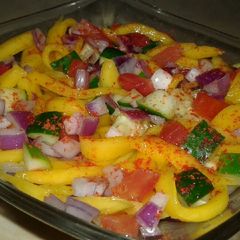 A picture of Cucumber/mango salsa.