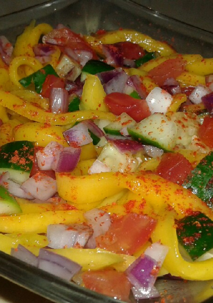 A picture of Cucumber/mango salsa.