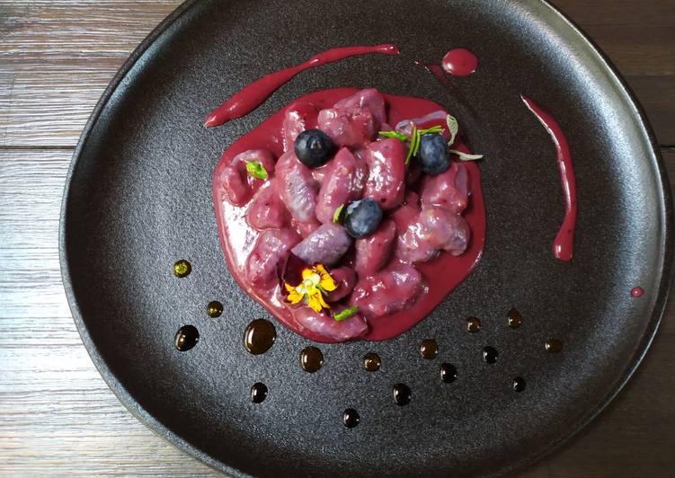 Gnocchi di patate e carote viola💜e coulis di mirtilli