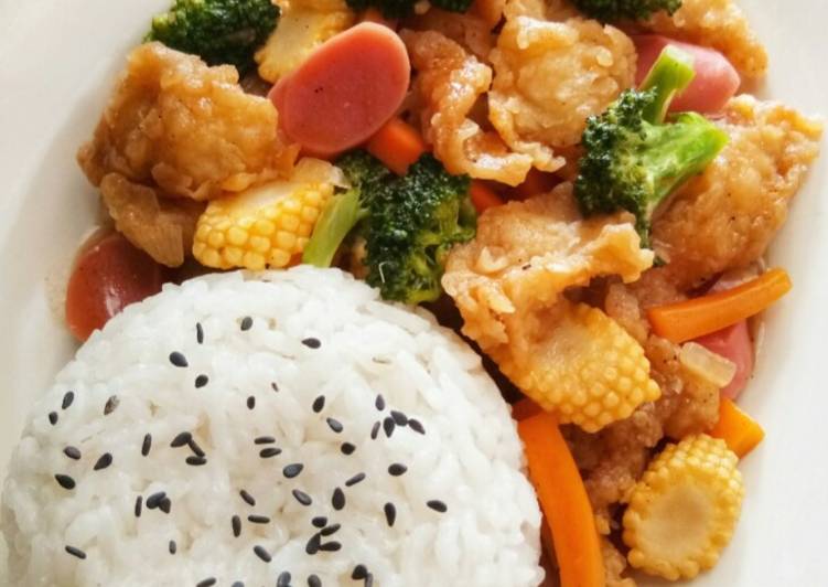 Resep Ayam Koloke (Saos Asam Manis+Sayuran) Anti Gagal