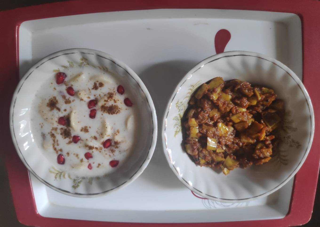Banana Peel Stir fry And Dessert Raita
