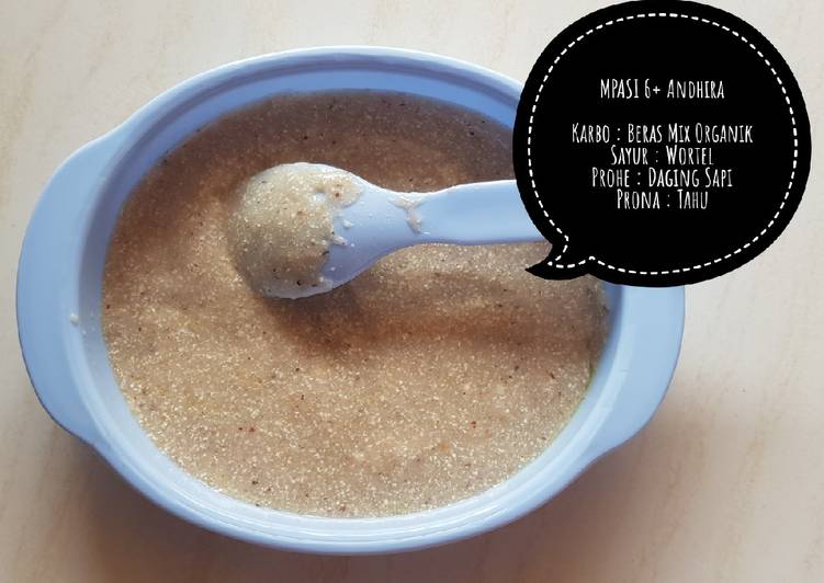 Resep MPASI 6+ Andhira (Percobaan H-1) | Bahan Membuat MPASI 6+ Andhira (Percobaan H-1) Yang Enak dan Simpel