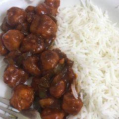 A picture of Soya chunks chilli.