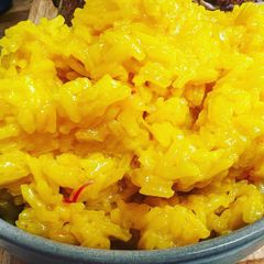 Fluffy saffron rice A picture of Fluffy saffron rice.