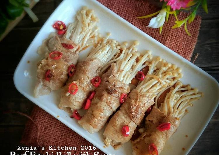 Beef Enoki Roll with Sauce(step by step)