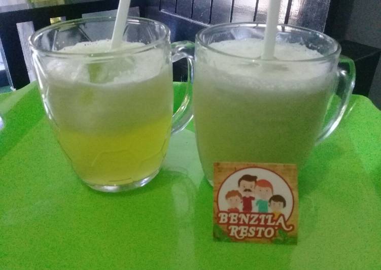 Cara menyajikan Jus melon susu fantasi Benzila resto.  Anti Gagal