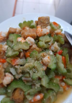 Foto resep Tumis pare udang tempe