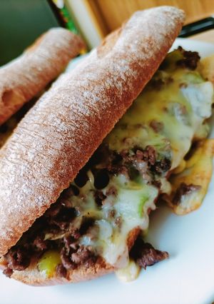 A picture of Minced Meat and Cheese Sandwich.