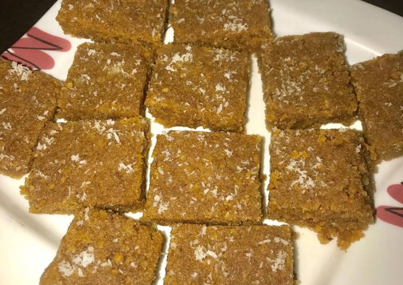 Wheat flour and besan barfi