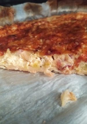 Una foto de Quiche de puerro y bacon