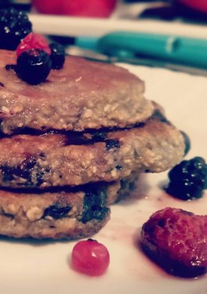A picture of Healthy pancakes (banana & wild berries).