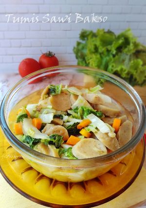 Foto resep Tumis Sawi Bakso gurih enak sederhana