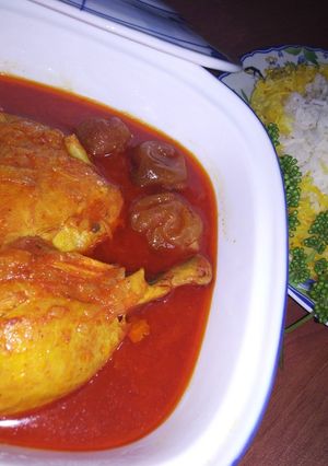عکسی از دستور مرغ مجلسی با آلو